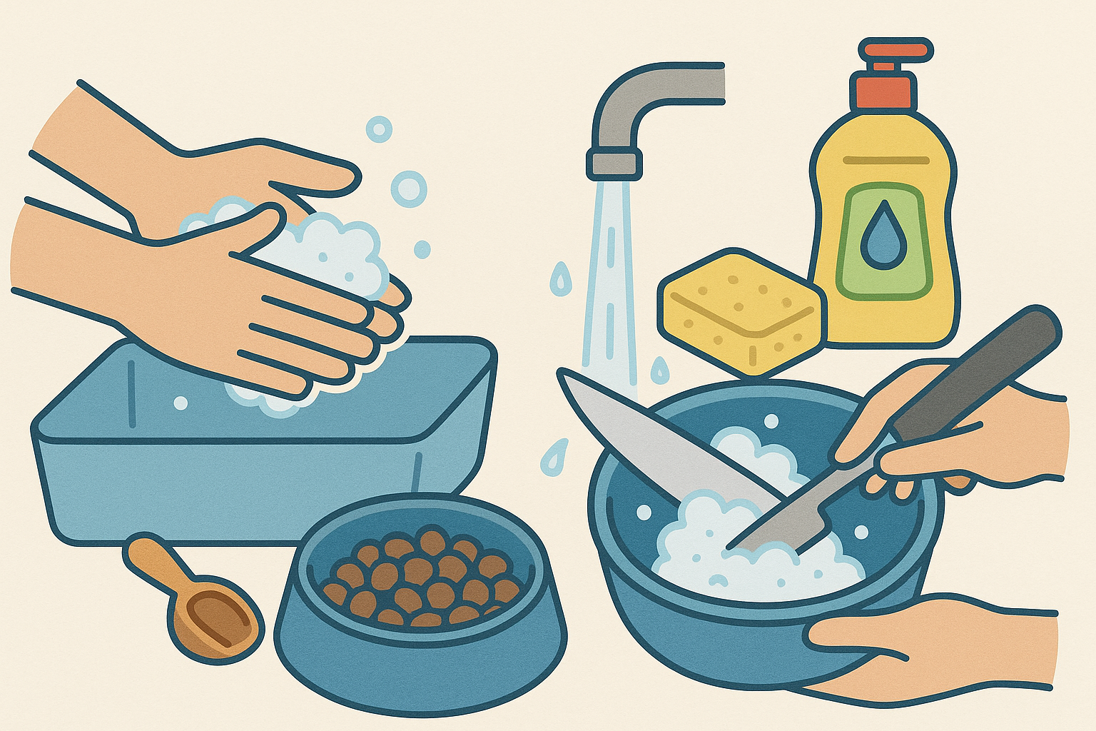 Illustration zum sicheren Umgang mit BARF-Futter