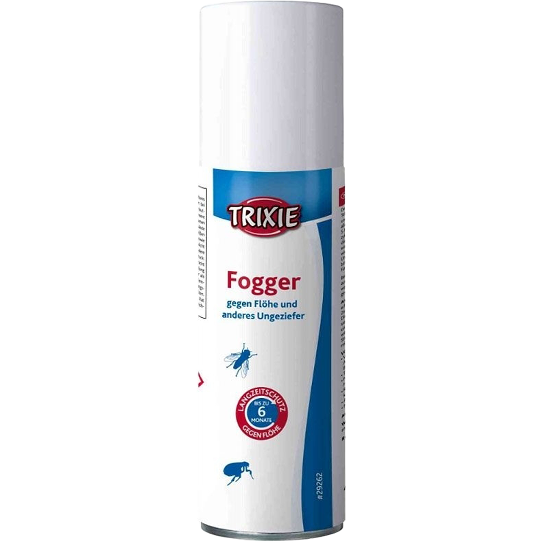 Sprühdose mit weißem Deckel, Etikett in Blau und Weiß mit roten Akzenten. Das Design ist funktional, die Oberfläche glatt.