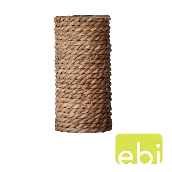 Zylindrischer Katzenkratzbaum, umwickelt mit dickem, naturfarbenem Sisalseil. Die Oberfläche wirkt grob und robust, ideal zum Kratzen.