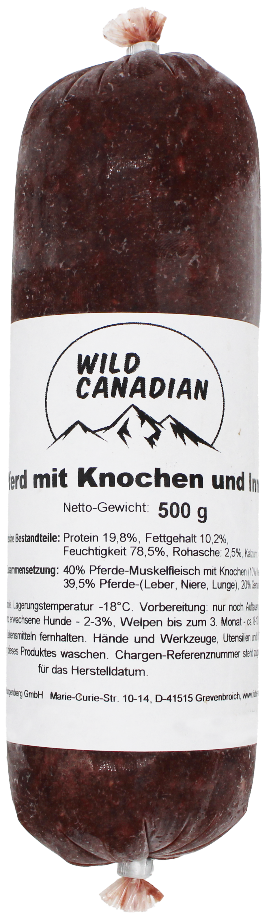 Aktiv Pferd mit Knochen und Innereien - Menü 500g