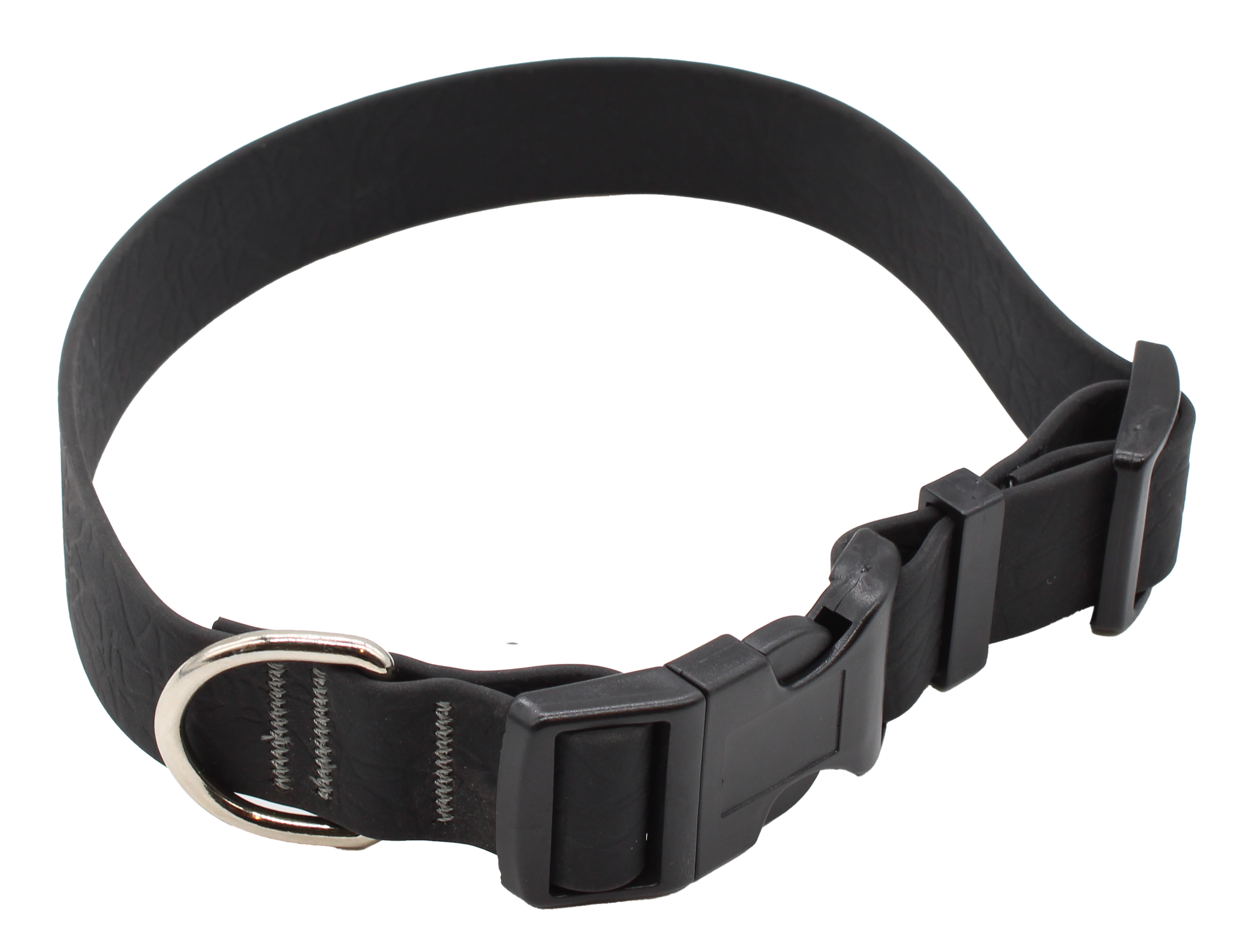 Hundehalsband mit verstellbarem Riemen, Kunststoffschnalle und Metallring, strukturierte Oberfläche, Farbe: Bark.