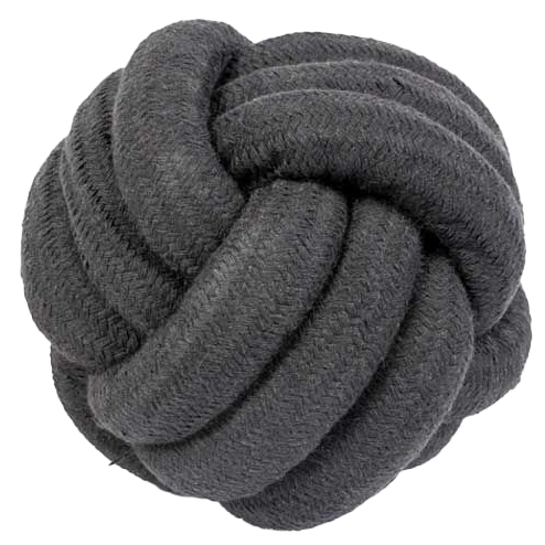 Dunkelgrauer, dick geknoteter Ball aus strukturiertem Seilmaterial