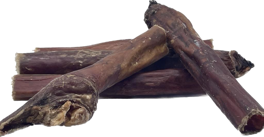 Mehrere längliche, mahagonibraune Stücke getrockneter Rinderschlund mit glänzender  Oberfläche und leicht faseriger Struktur. Die Enden sind unregelmäßig gebrochen.