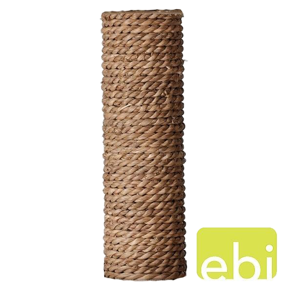 Zylindrischer Katzenkratzbaum, umwickelt mit dickem, naturfarbenem Sisalseil. Die Oberfläche wirkt grob und robust, ideal zum Kratzen.