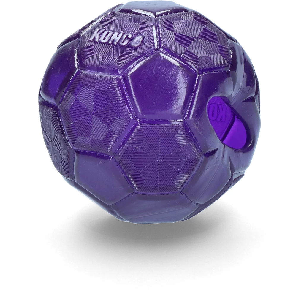 Runder, lila Ball mit strukturierter Oberfläche aus sechseckigen und fünfeckigen Mustern, ähnlich einem Fußball.