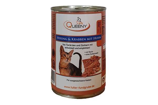 Queeny Fleisch für Katzen Hering &amp; Krabben, Huhn