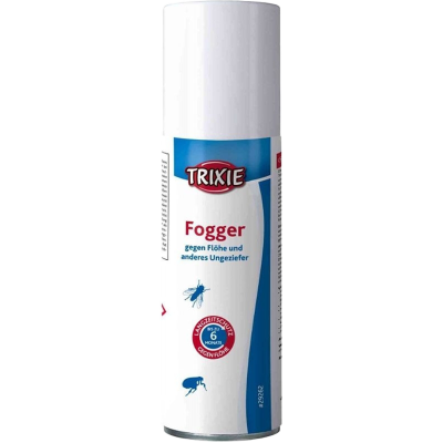 Sprühdose mit weißem Deckel, Etikett in Blau und Weiß mit roten Akzenten. Das Design ist funktional, die Oberfläche glatt.
