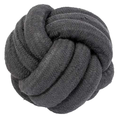 Dunkelgrauer, dick geknoteter Ball aus strukturiertem Seilmaterial
