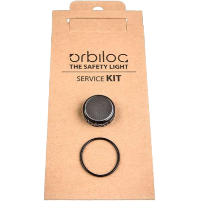 Kartonverpackung mit rundem Ersatzteil mit ‚orbiloc‘-Aufdruck und schwarzem Dichtungsring, beides in transparenter Sichtfolie.