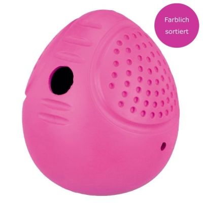 Trixie Steh-Auf-Snack-Ei 8 cm Rosa, eiförmiges Objekt mit strukturierter Oberfläche aus kleinen Punkten und Linien