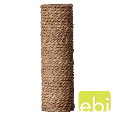 Zylindrischer Katzenkratzbaum, umwickelt mit dickem, naturfarbenem Sisalseil. Die Oberfläche wirkt grob und robust, ideal zum Kratzen.