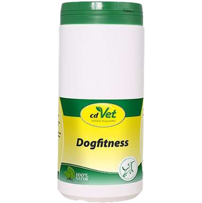 Flasche „cdVet Fit-BARF Darmflora GutFlora“ mit grün-gelbem Etikett. Aufschrift: „100 % NATUR“.