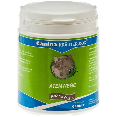 Weiße Dose mit blau-grüner Gestaltung. Sichtbar ist der Schriftzug „natürlich von Canina“.